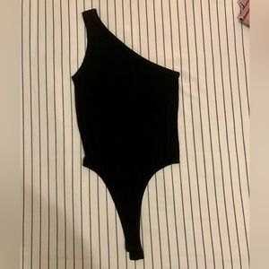 Betro Simone black ribbed one shoulder bodysuit